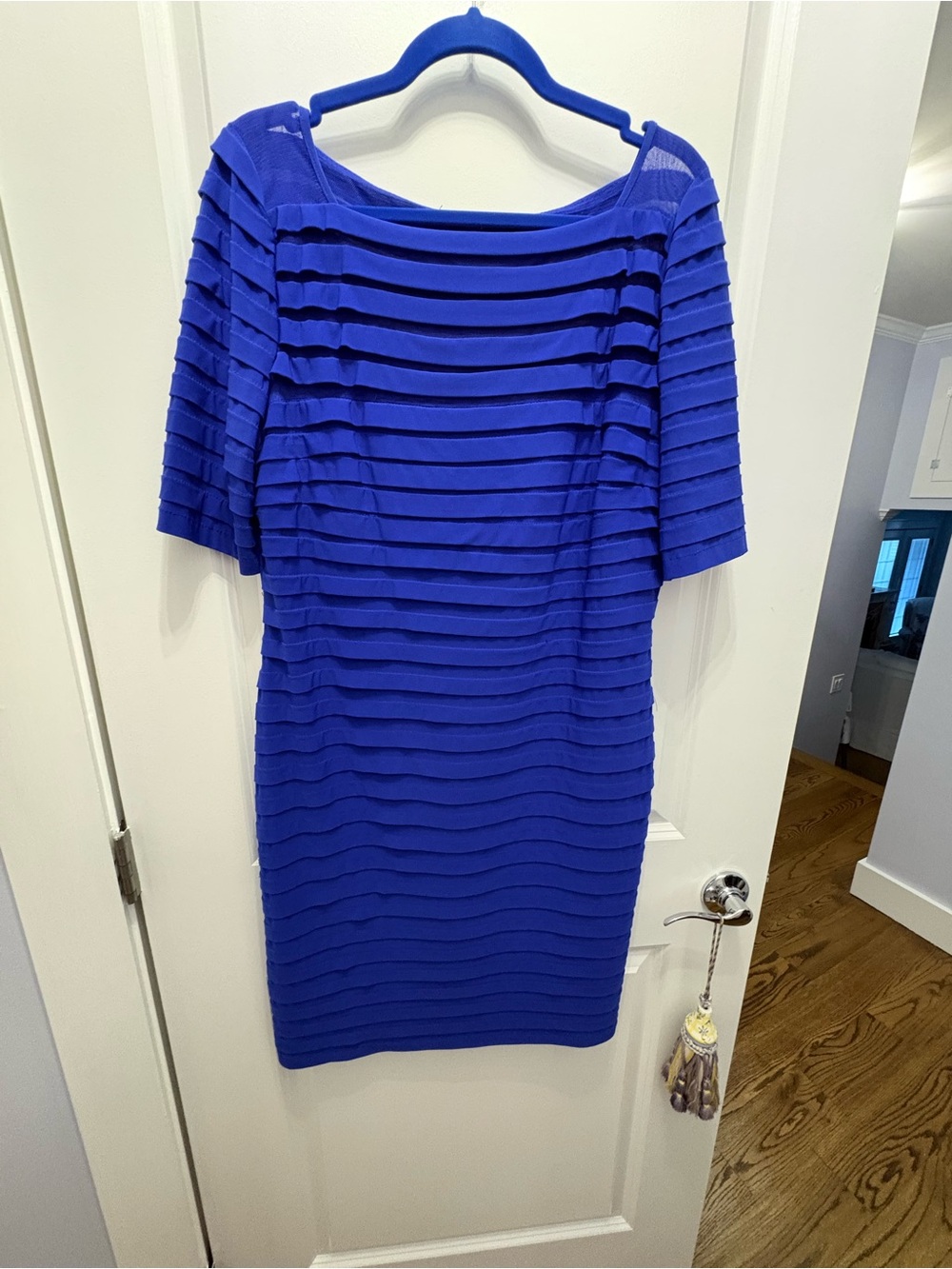 Adrianna Papell Royal Blue Layered Midi Dress